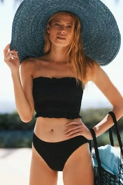 Discount ???? By Anthropologie Smocked Hipster ???? Bikini Bottoms BLACK ✨