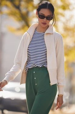 Best Sale 🤩 Varley Alisa Knit Zip-Up Jacket IVORY 🎉