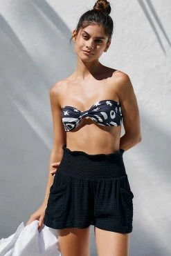Coupon ???? By Anthropologie High-Waisted Smocked Shorts BLACK ⌛