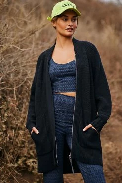 Buy 💯 Varley Maybelle Zip-Front Cardigan Sweater BLACK 🎁