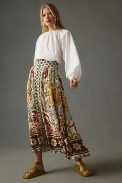 Sweaty Betty Shop 17 Cheap โค๏ธ Farm Rio Farm X Anthropologie Split-Hem ๐ Skirt NEUTRAL MOTIF ๐