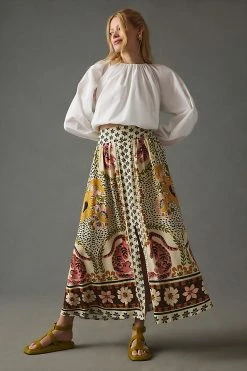 Cheap ❤️ Farm Rio Farm X Anthropologie Split-Hem 👗 Skirt NEUTRAL MOTIF 😀 -Sweaty Betty Shop unnamed file 2149