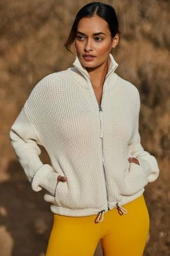Best Pirce 🥰 Varley Anderson Zip-Front Cardigan Sweater IVORY 😍