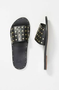 Outlet ❤️ Beek Lovebird Studded Slide ???? Sandals BLACK ✔️