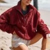 Budget ???? Free People Movement Nantucket Fleece Pullover CRIMSON ????