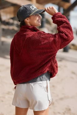 Budget 🔔 Free People Movement Nantucket Fleece Pullover CRIMSON 🧨 -Sweaty Betty Shop unnamed file 254