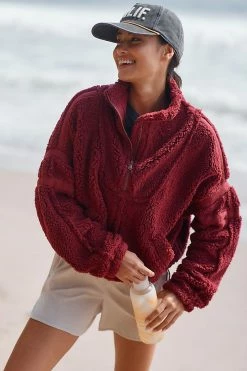 Budget 🔔 Free People Movement Nantucket Fleece Pullover CRIMSON 🧨 -Sweaty Betty Shop unnamed file 255