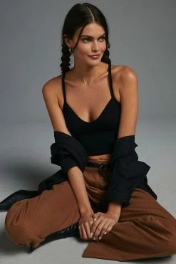 Cheapest 😍 By Anthropologie Seamless Triangle Racerback Tank BLACK 🔥