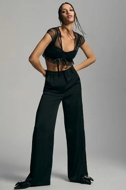 Budget 👍 By Anthropologie Mesh Heart Tie Top BLACK ✔️