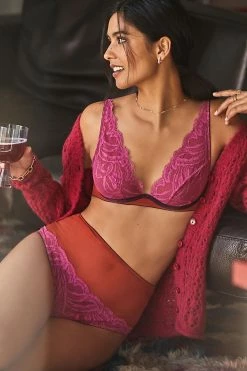 Best Pirce 🎉 Dora Larsen Alba Lace High Apex Underwire Bra MEDIUM PINK 👏