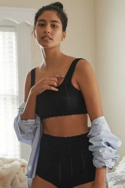 Buy ✔️ Anthropologie Malin Seamless Scalloped Bralette BLACK ONYX ⭐