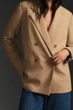 New 🥰 Maeve Double-Breasted Blazer HEATHERED CAMEL 😉 -Sweaty Betty Shop unnamed file 622