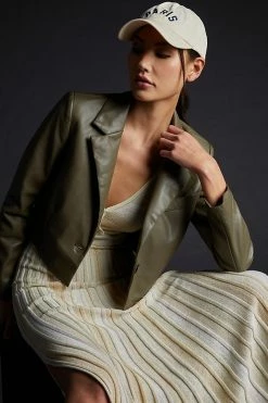 Buy ๐ฅฐ Avec Les Filles Cropped Faux Leather Jacket MOSS ๐