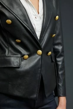 Hot Sale ✨ By Anthropologie Nico Faux Leather Blazer BLACK 🥰 -Sweaty Betty Shop unnamed file 672