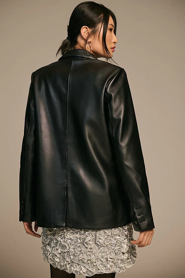 Budget π Good American Faux Leather Blazer BLACK π 3 Budget π Good American Faux Leather Blazer BLACK π - Image 3