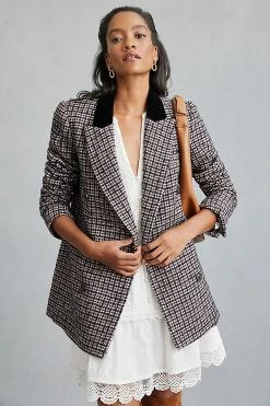 Top 10 โญ Avec Les Filles Structured Blazer BLACK MOTIF ๐