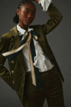 Outlet ๐ Paige Hollie Velvet Blazer DARK GREEN ๐ฅฐ