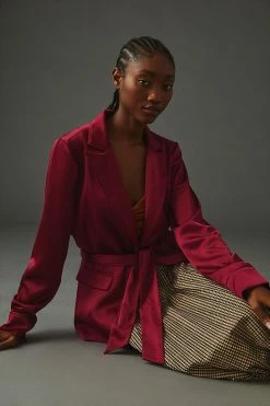 Flash Sale 🌟 Paige Havenn Satin Blazer WINE 🧨 -Sweaty Betty Shop unnamed file 744